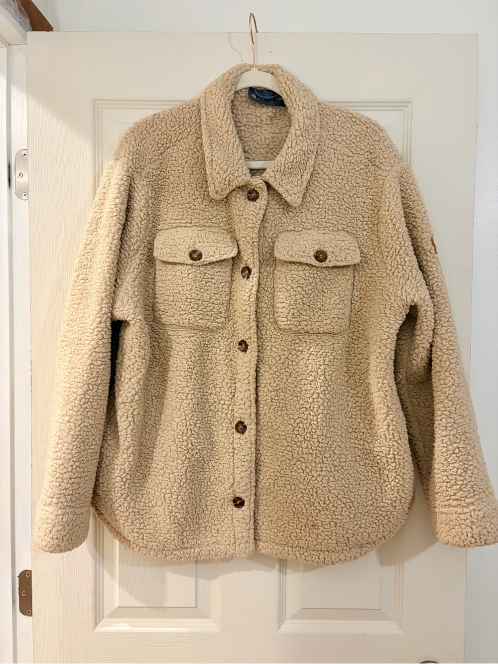 Women's Free Country Cream Sherpa Button-Up Jacket Shacket Size XL